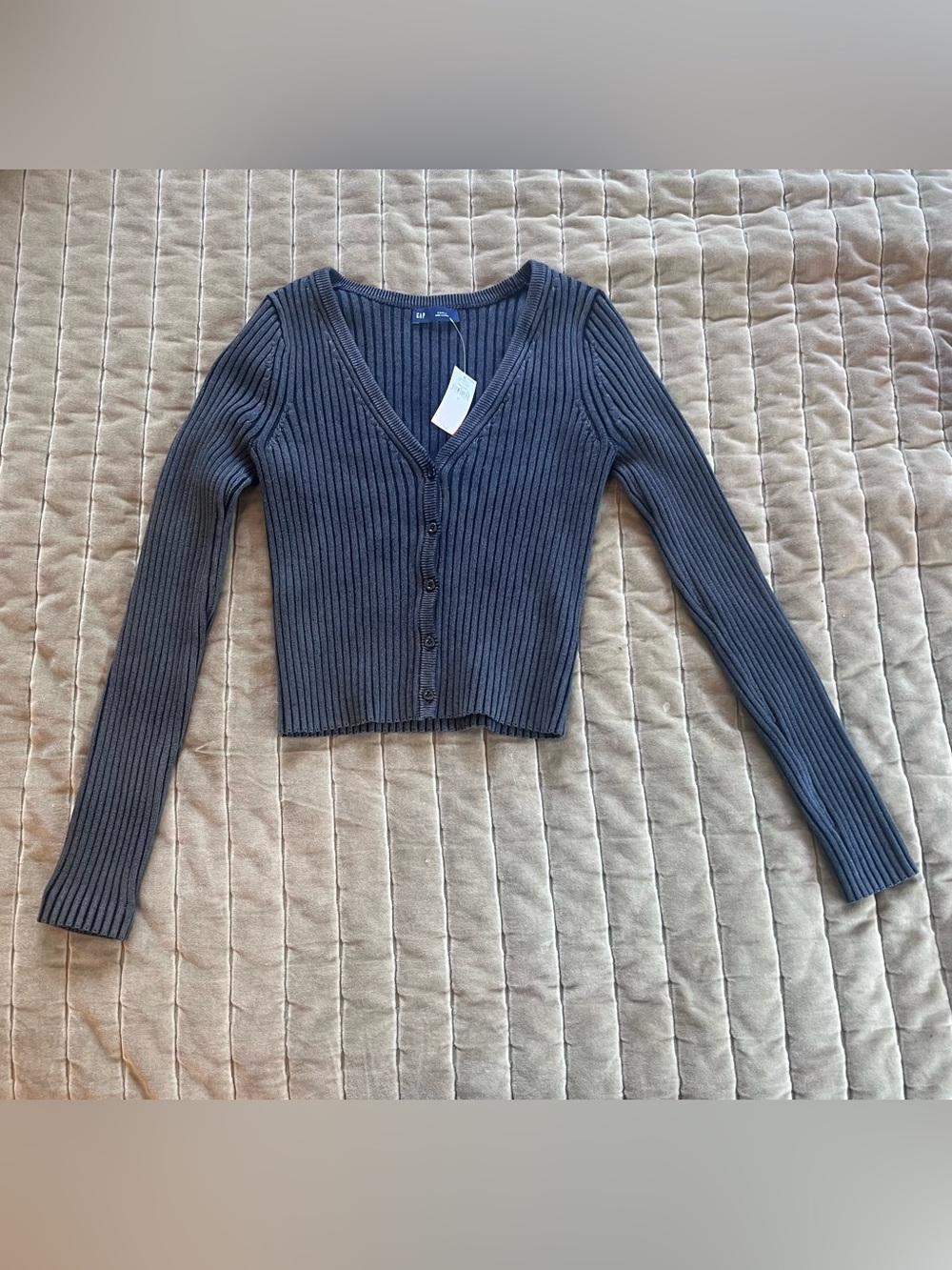 GAP Plaited Ribbed Crop Cardigan Size Small